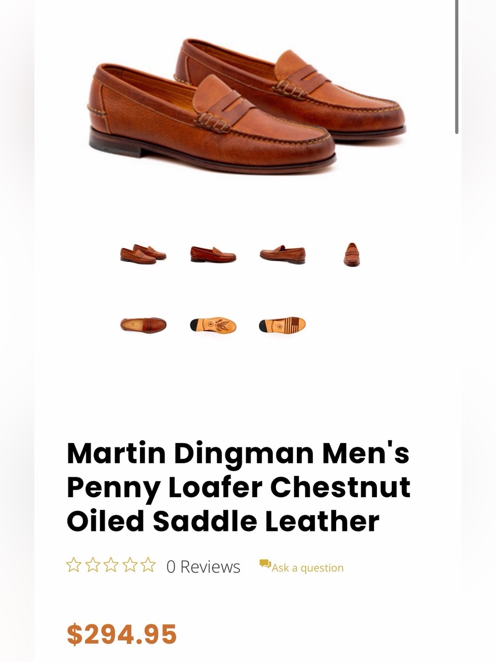 Martin Dingman Chestnut Leather Penny Loafers